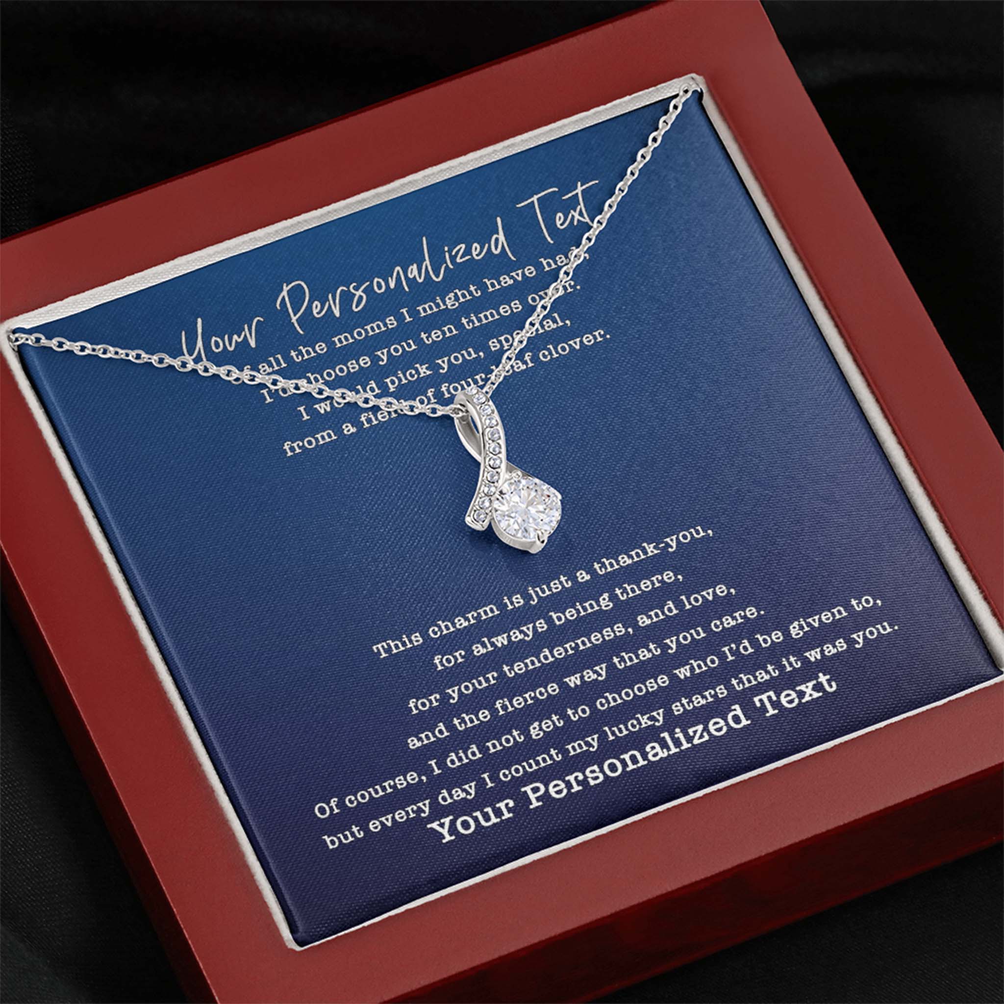 Alluring Beauty Necklace Mom I Count My Lucky Stars Personalized Insert Card (blue)Customly Gifts