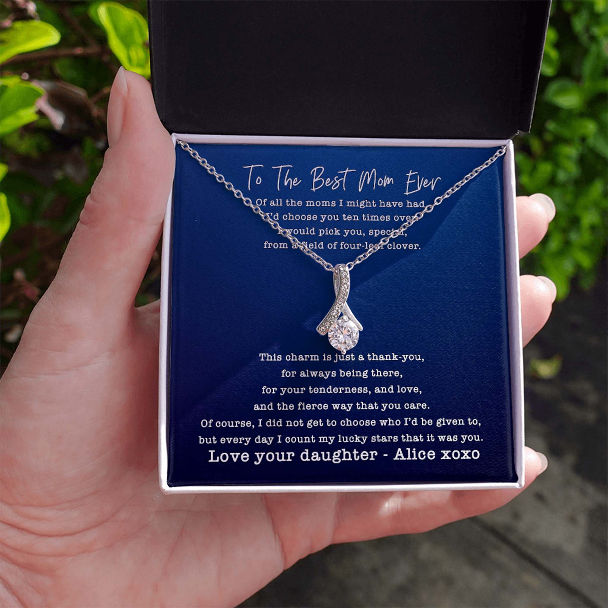Alluring Beauty Necklace Mom I Count My Lucky Stars Personalized Insert Card (blue)Customly Gifts