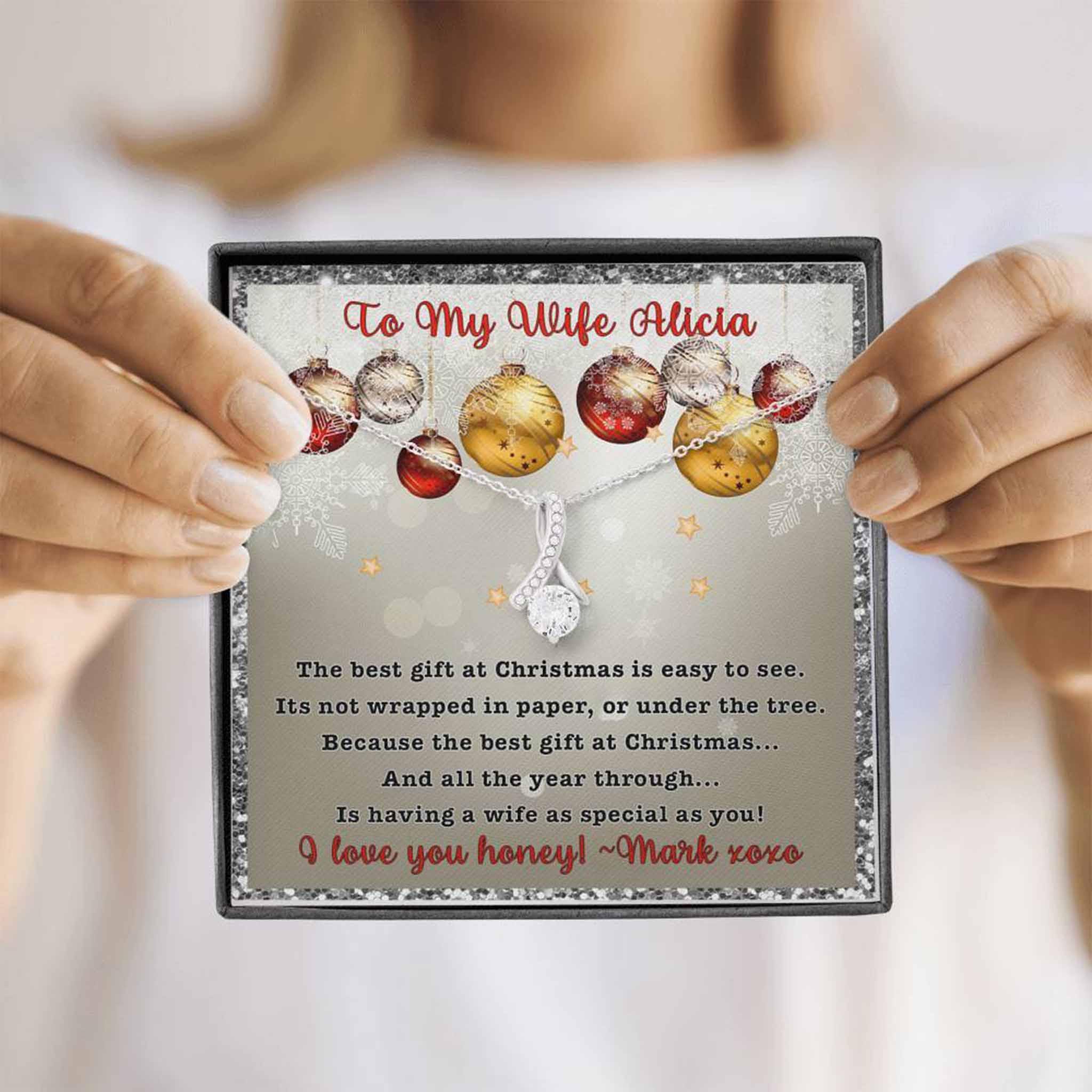 Alluring Beauty Necklace Wife Best Gift At Christmas Personalized Insert CardCustomly Gifts