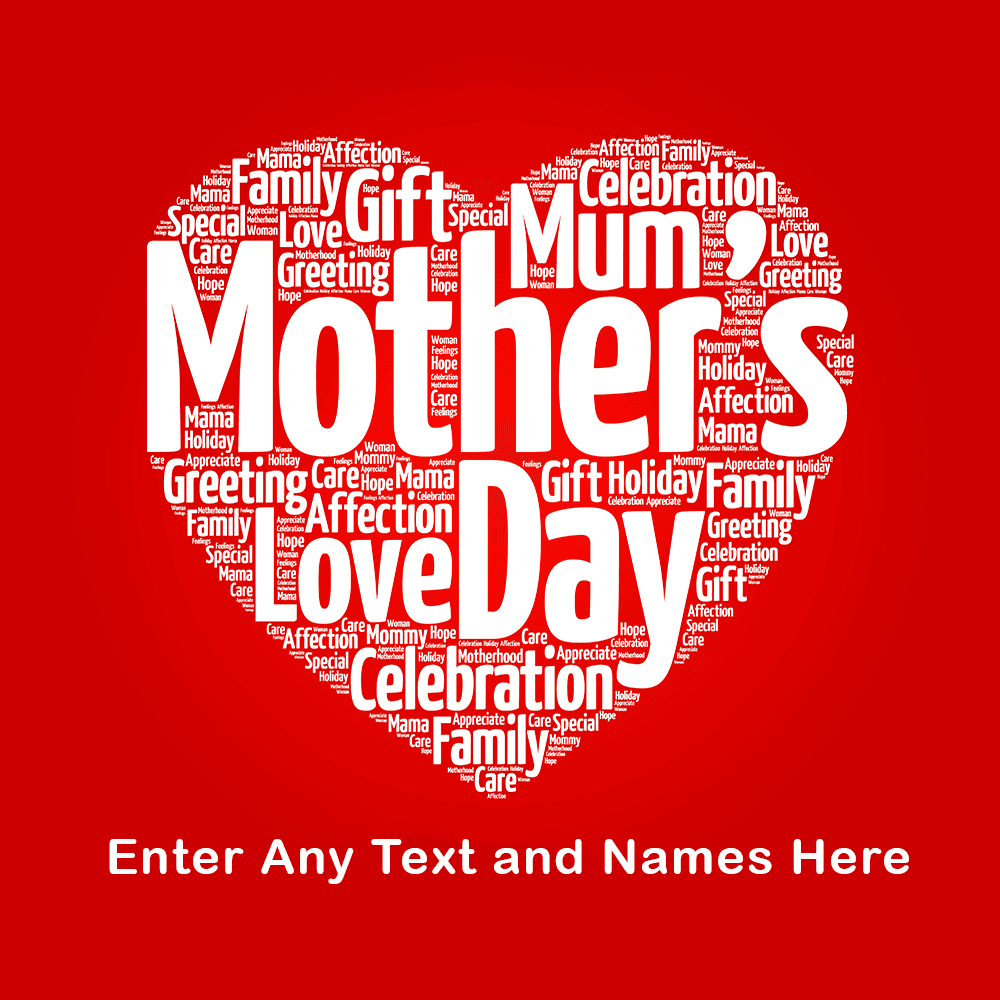 Alluring Beauty Necklace With Mothers Day Red Heart Word Cloud Personalized Insert CardCustomly Gifts