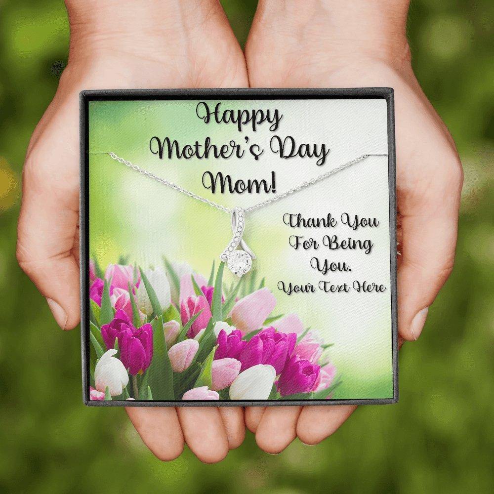 Alluring Beauty Necklace With Tulips Mother's Day Thank You For Being You Personalized Insert CardCustomly Gifts