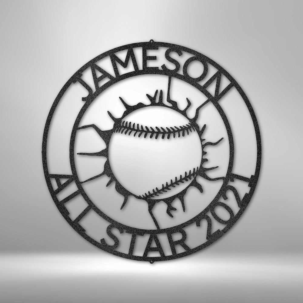 Ball Wall Baseball Personalized Name Text Steel SignCustomly Gifts