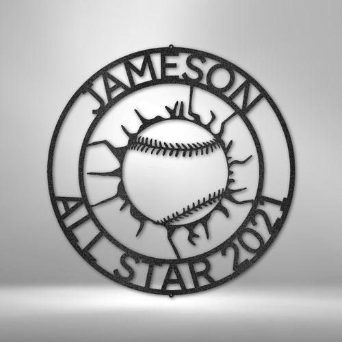 Ball Wall Baseball Personalized Name Text Steel SignCustomly Gifts