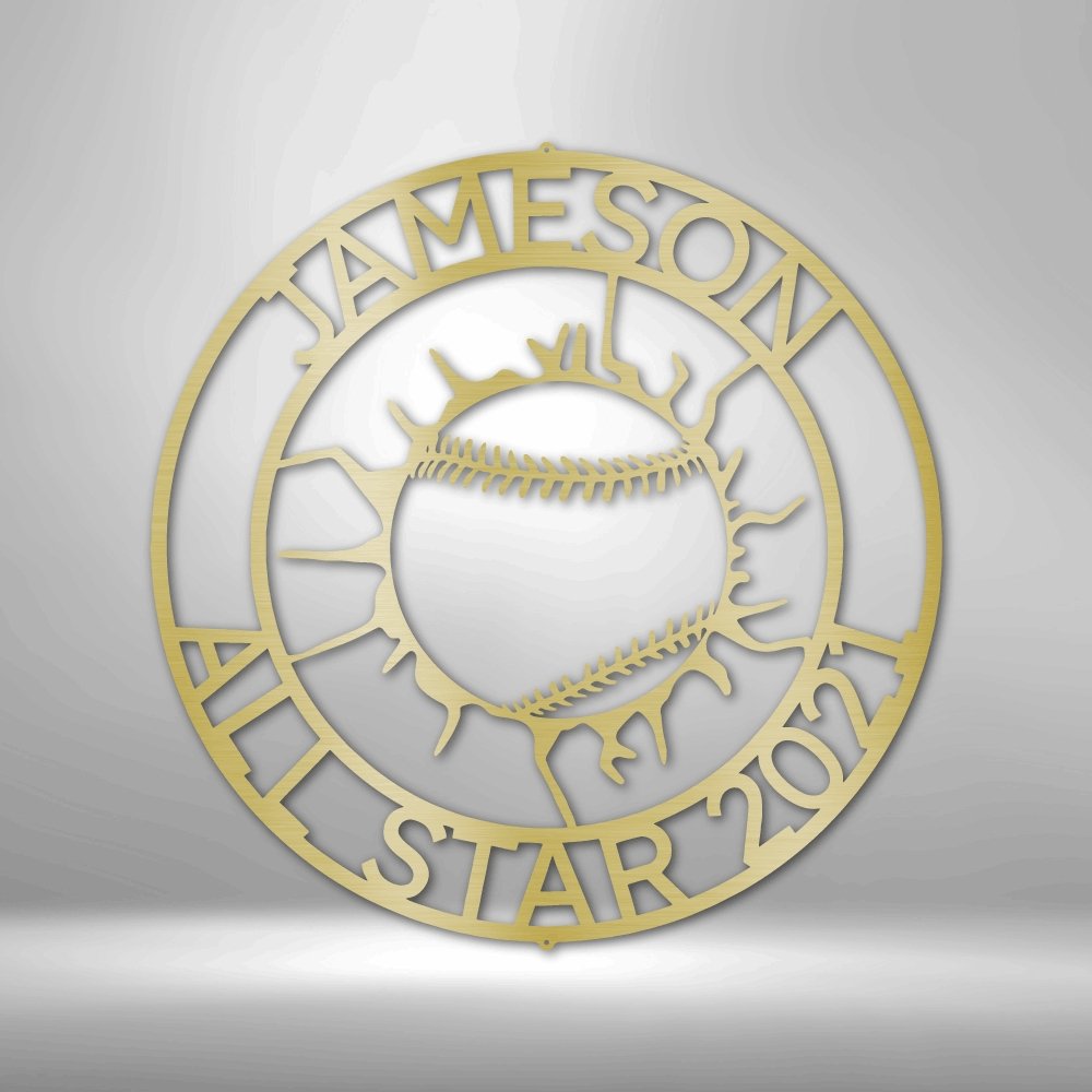 Ball Wall Baseball Personalized Name Text Steel SignCustomly Gifts