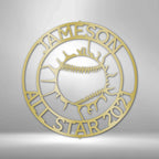 Ball Wall Baseball Personalized Name Text Steel SignCustomly Gifts