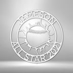 Ball Wall Baseball Personalized Name Text Steel SignCustomly Gifts