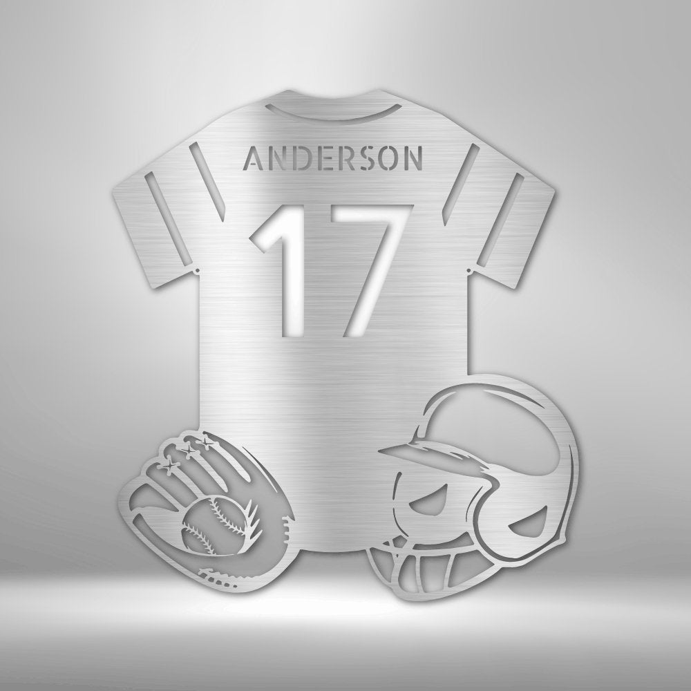 Baseball Gear Personalized Name Number Steel SignCustomly Gifts