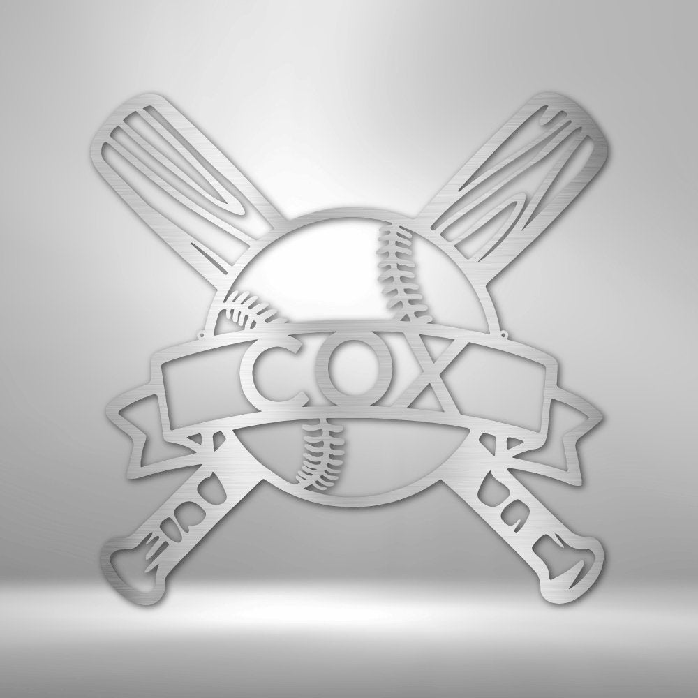 Baseball Monogram Personalized Name Text Metal SignCustomly Gifts