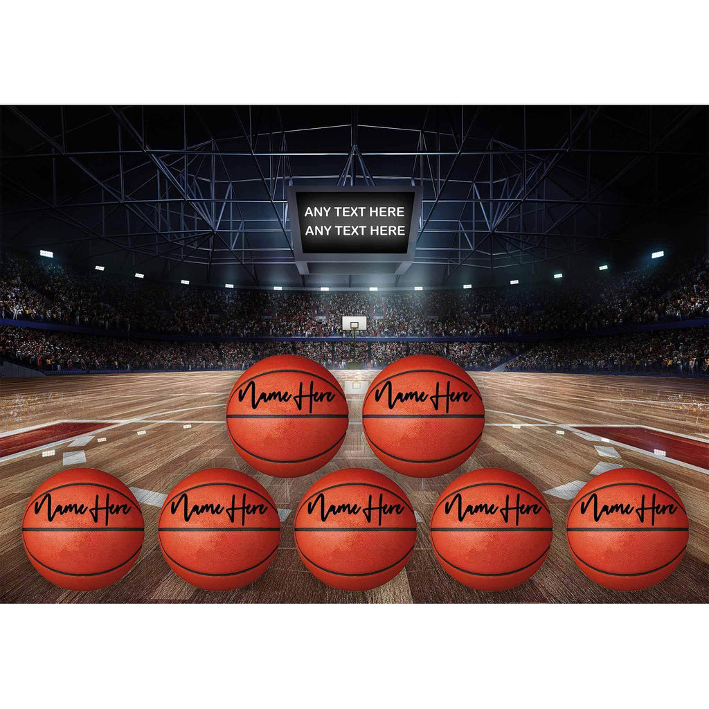 Basketball Arena V1 Multiple Names Personalized Basketballs And Scoreboard Sign Poster PrintCustomly Gifts