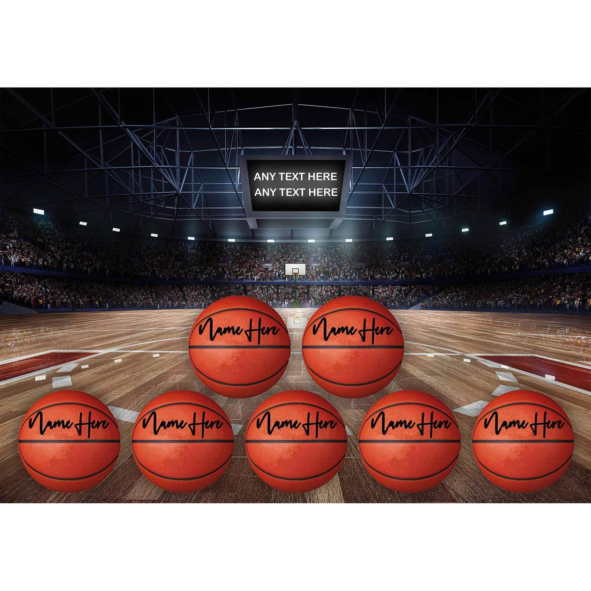 Basketball Arena V1 Multiple Names Personalized Basketballs And Scoreboard Sign Poster PrintCustomly Gifts