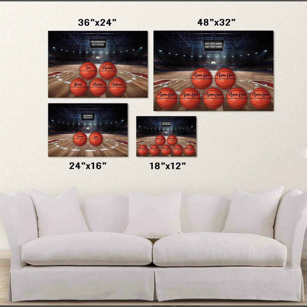 Basketball Arena V1 Multiple Names Personalized Basketballs And Scoreboard Sign Poster PrintCustomly Gifts