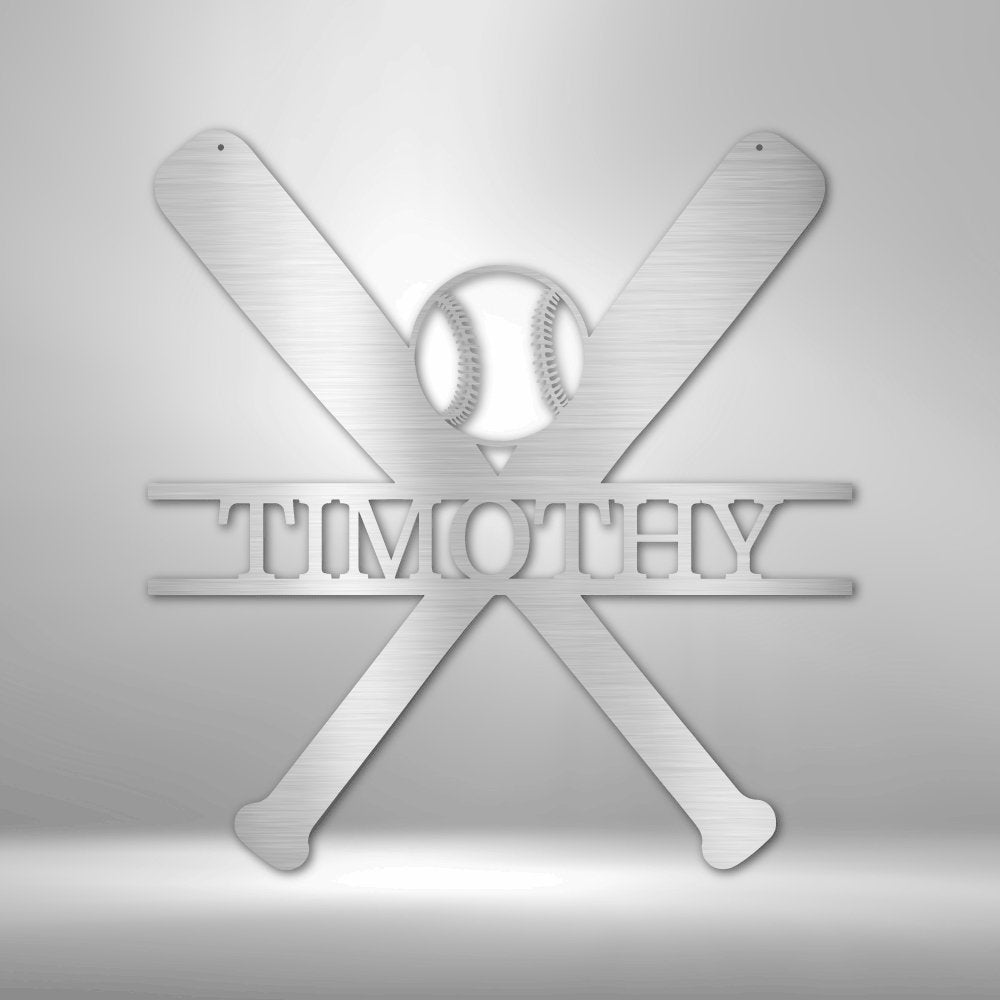 Batter Up Baseball Personalized Name Text Metal SignCustomly Gifts