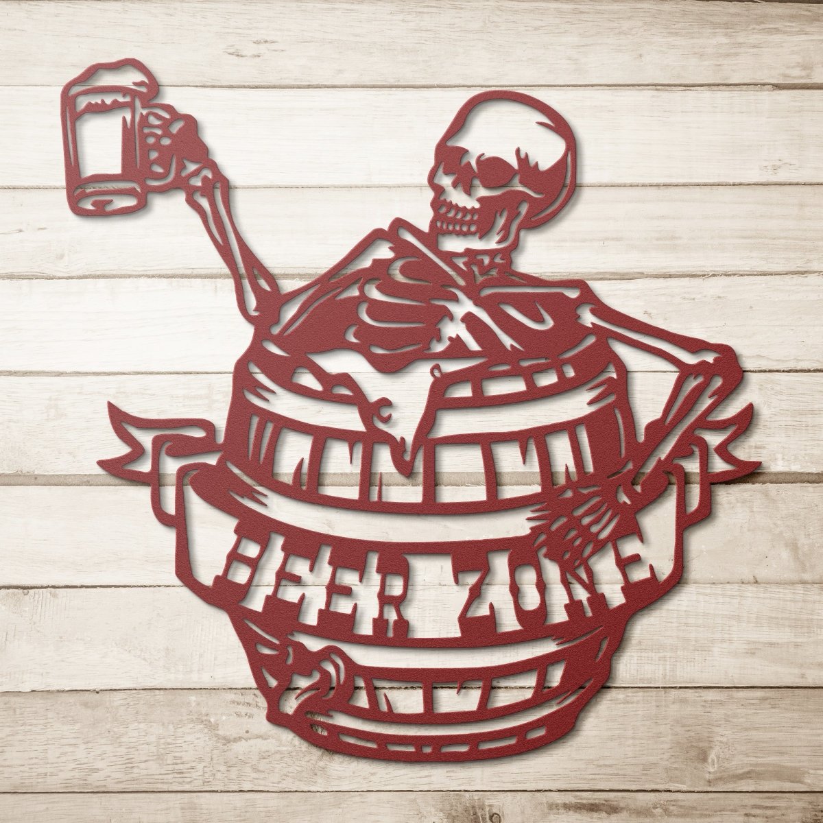 Beer Zone Skeleton in a Barrel Steel Metal Sign Wall ArtCustomly Gifts