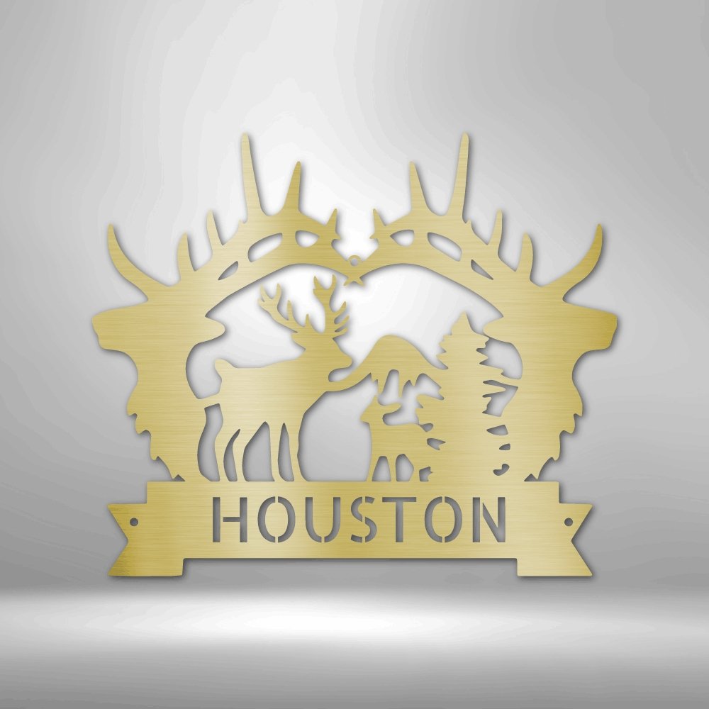 Big Antler Personalized Name Text Steel SignCustomly Gifts