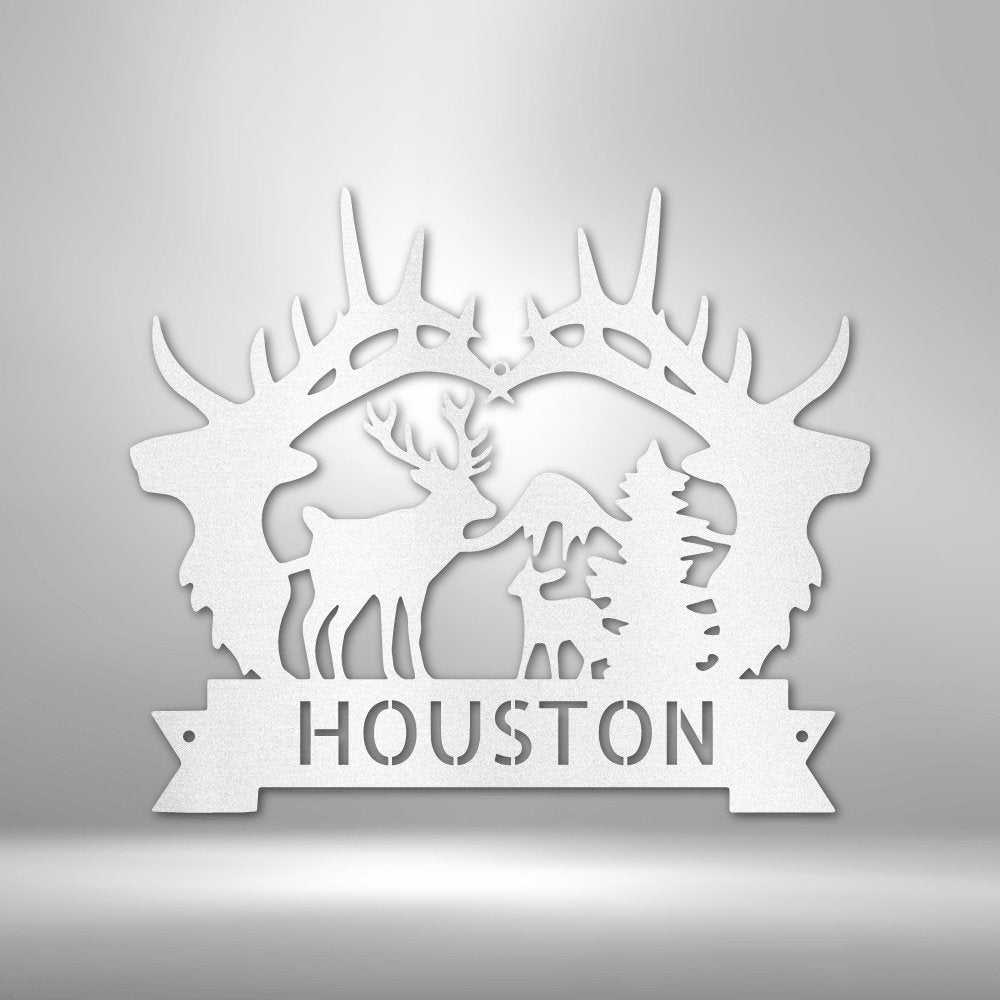 Big Antler Personalized Name Text Steel SignCustomly Gifts