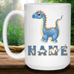 Blue Ampelosaurus Cartoon Dinosaur Custom Personalized Kids Themed MugsCustomly Gifts