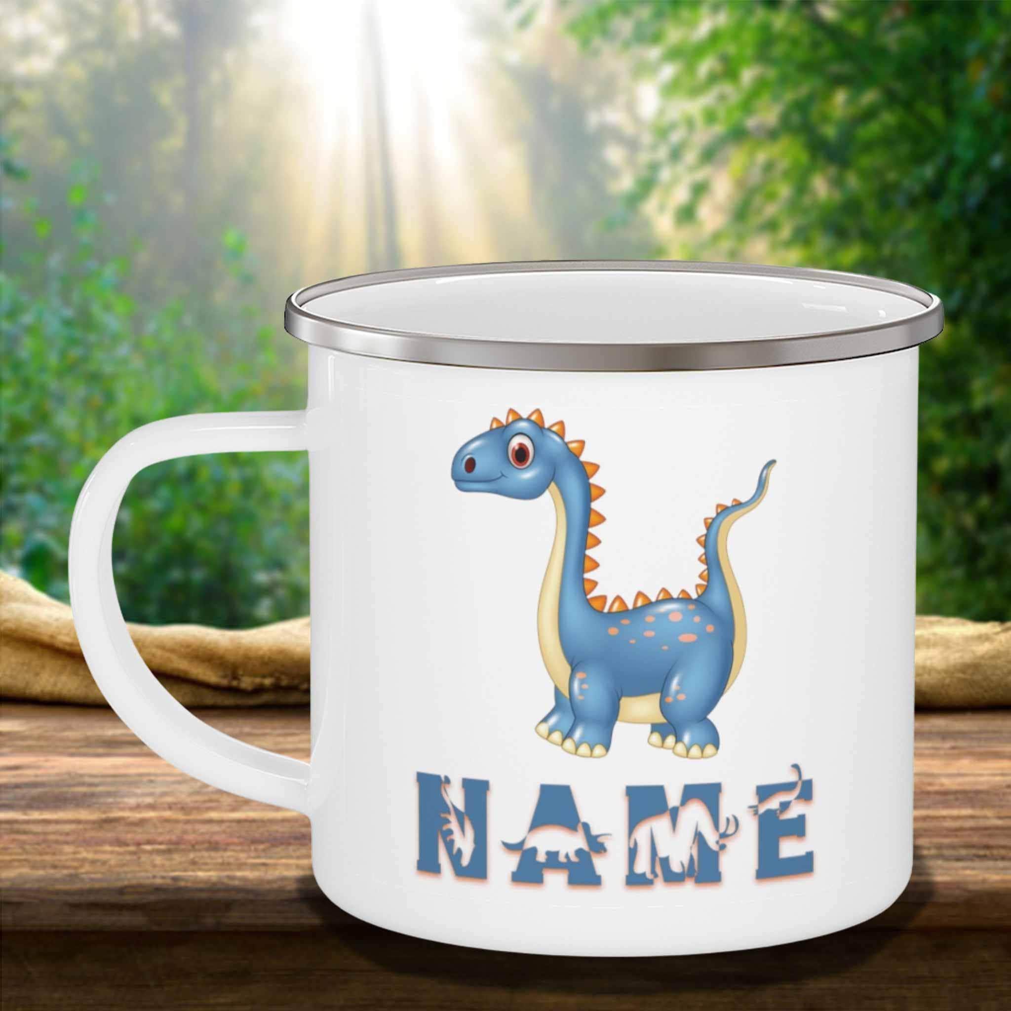 Blue Ampelosaurus Cartoon Dinosaur Custom Personalized Kids Themed MugsCustomly Gifts