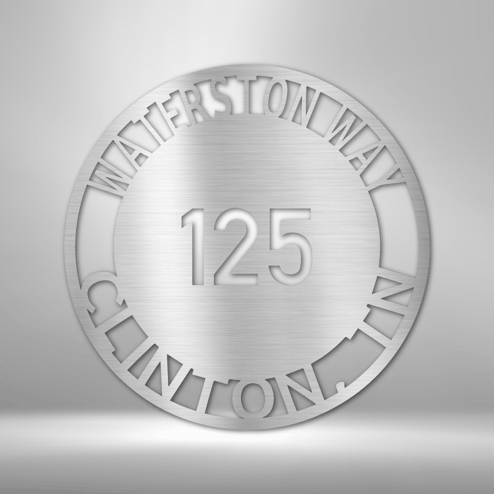 Bold Circle Address Personalized Steel SignCustomly Gifts