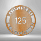 Bold Circle Address Personalized Steel SignCustomly Gifts