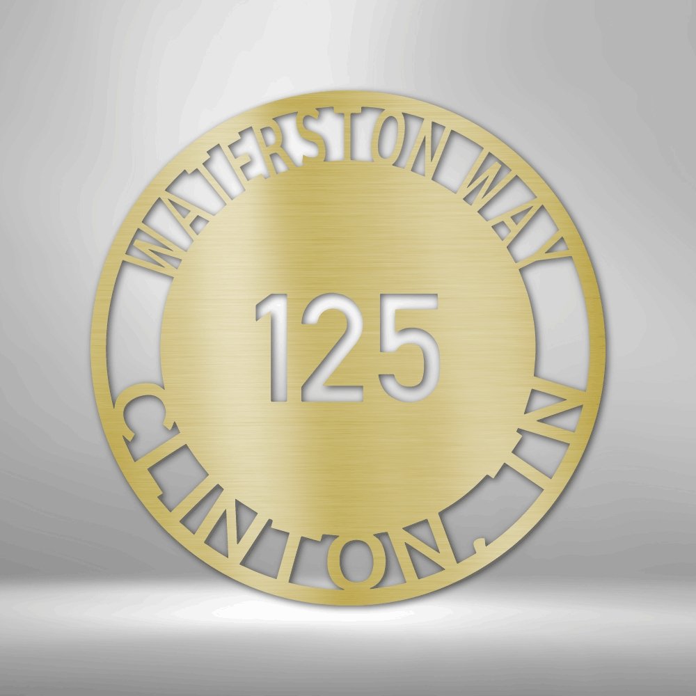 Bold Circle Address Personalized Steel SignCustomly Gifts