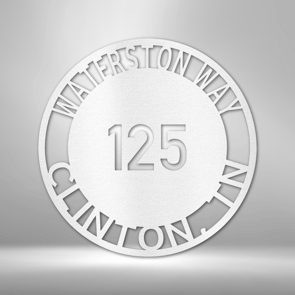 Bold Circle Address Personalized Steel SignCustomly Gifts