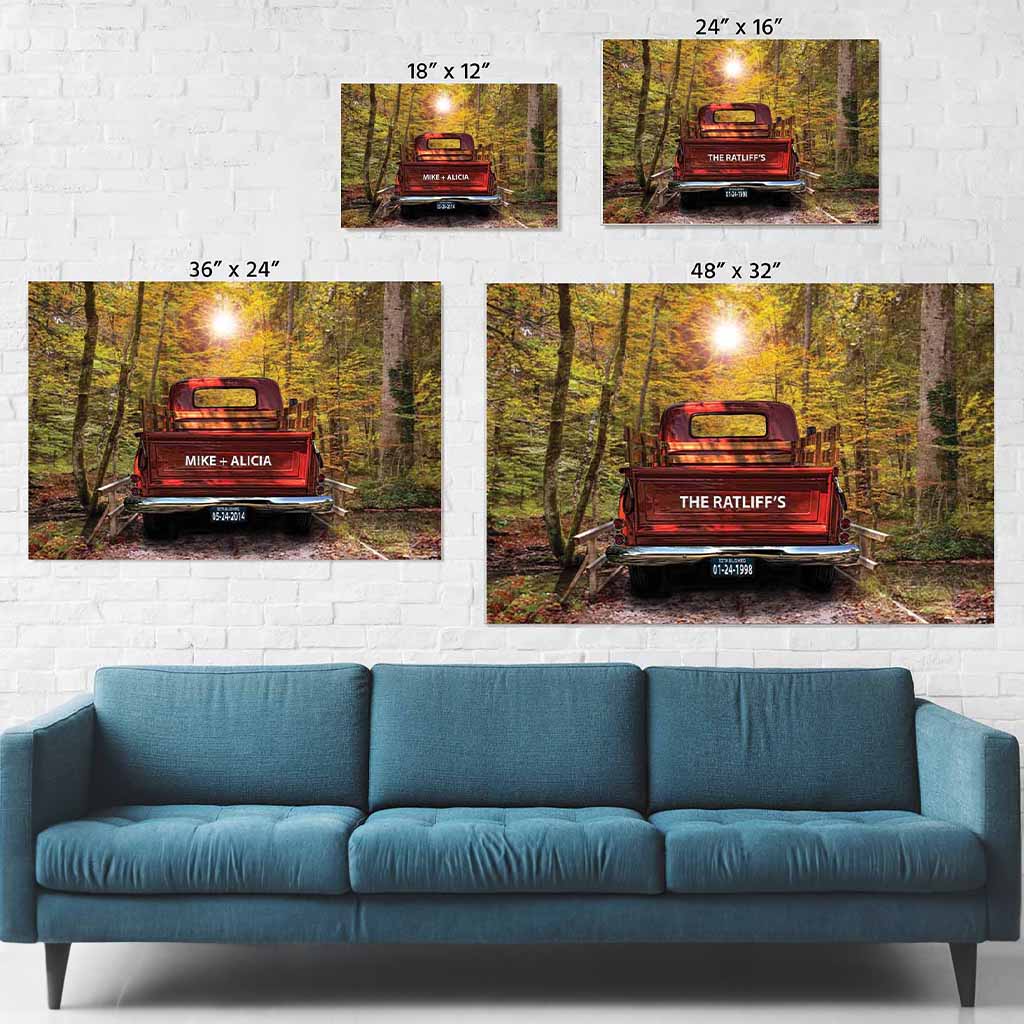 Bridge Over Creek Vintage Truck Full Color Personalized CanvasCustomly Gifts