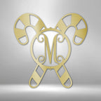Candy Cane Initial Monogram Personalized Steel SignCustomly Gifts