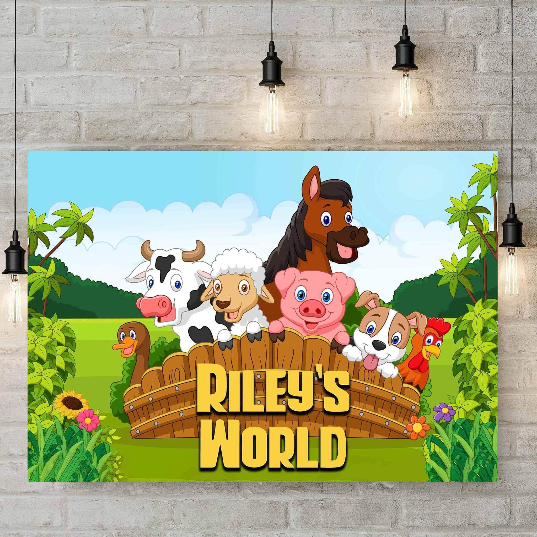 Cartoon Farm Animals v1 Kids Personalized CanvasCustomly Gifts