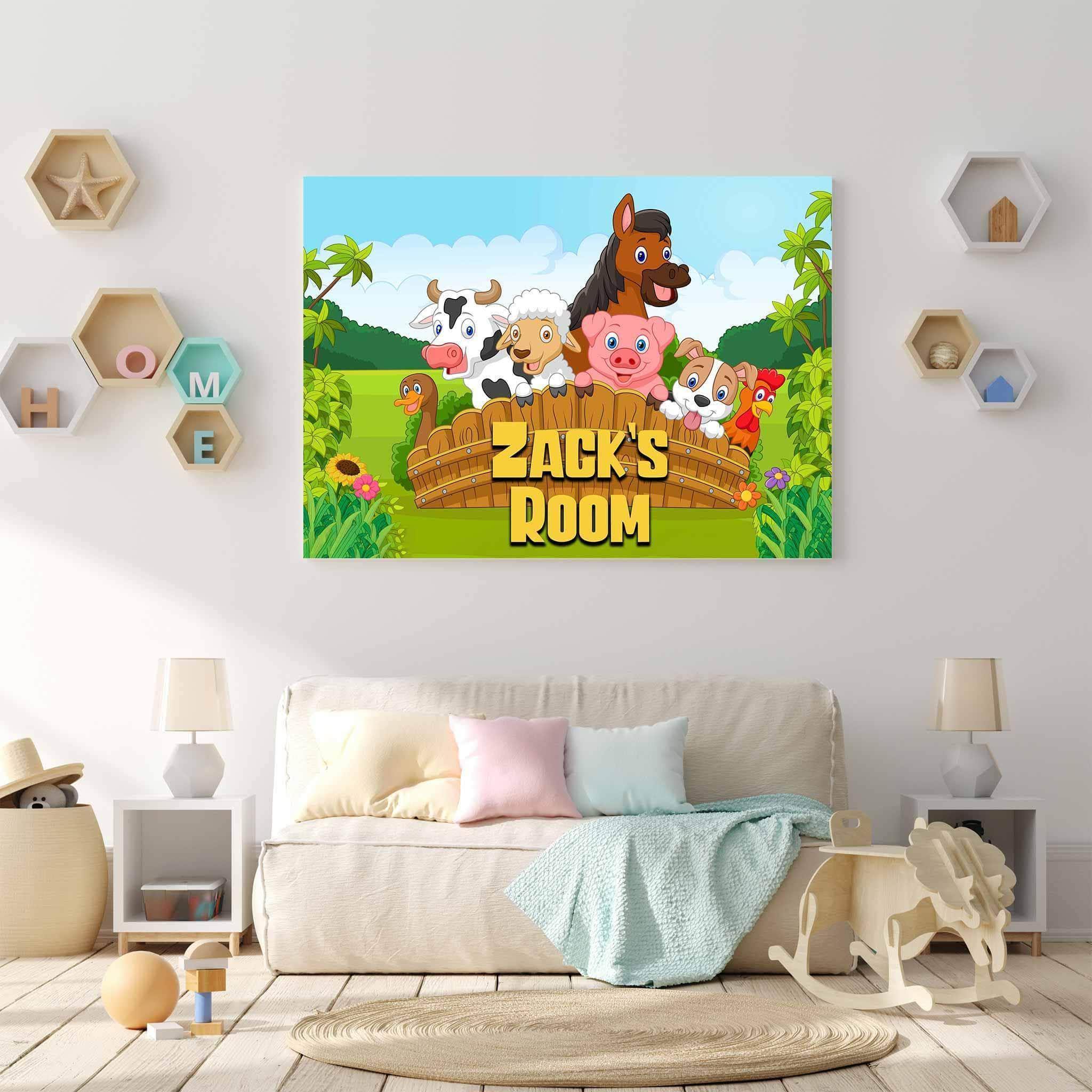 Cartoon Farm Animals v1 Kids Personalized CanvasCustomly Gifts