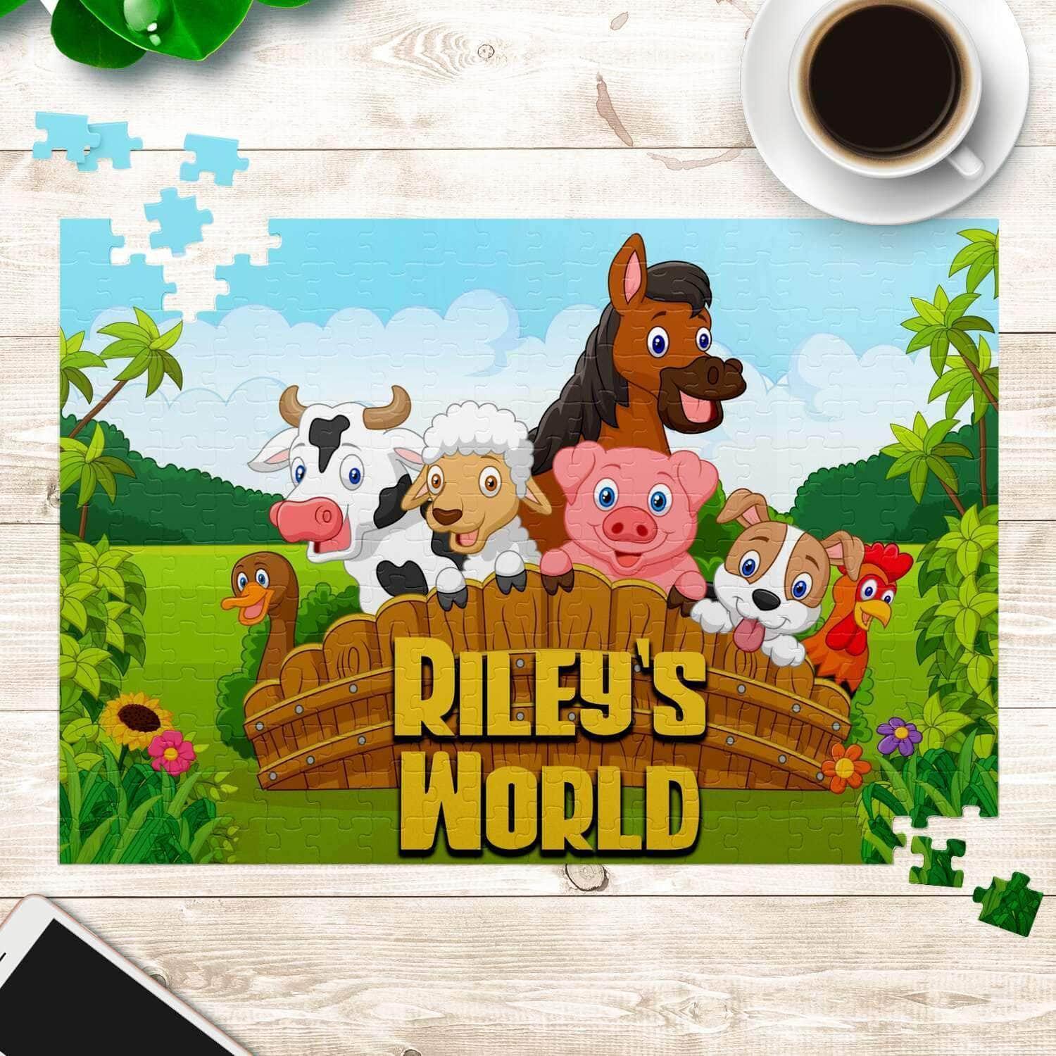 Cartoon Farm Animals v1 Kids Personalized Premium 252 Piece Jigsaw PuzzleCustomly Gifts