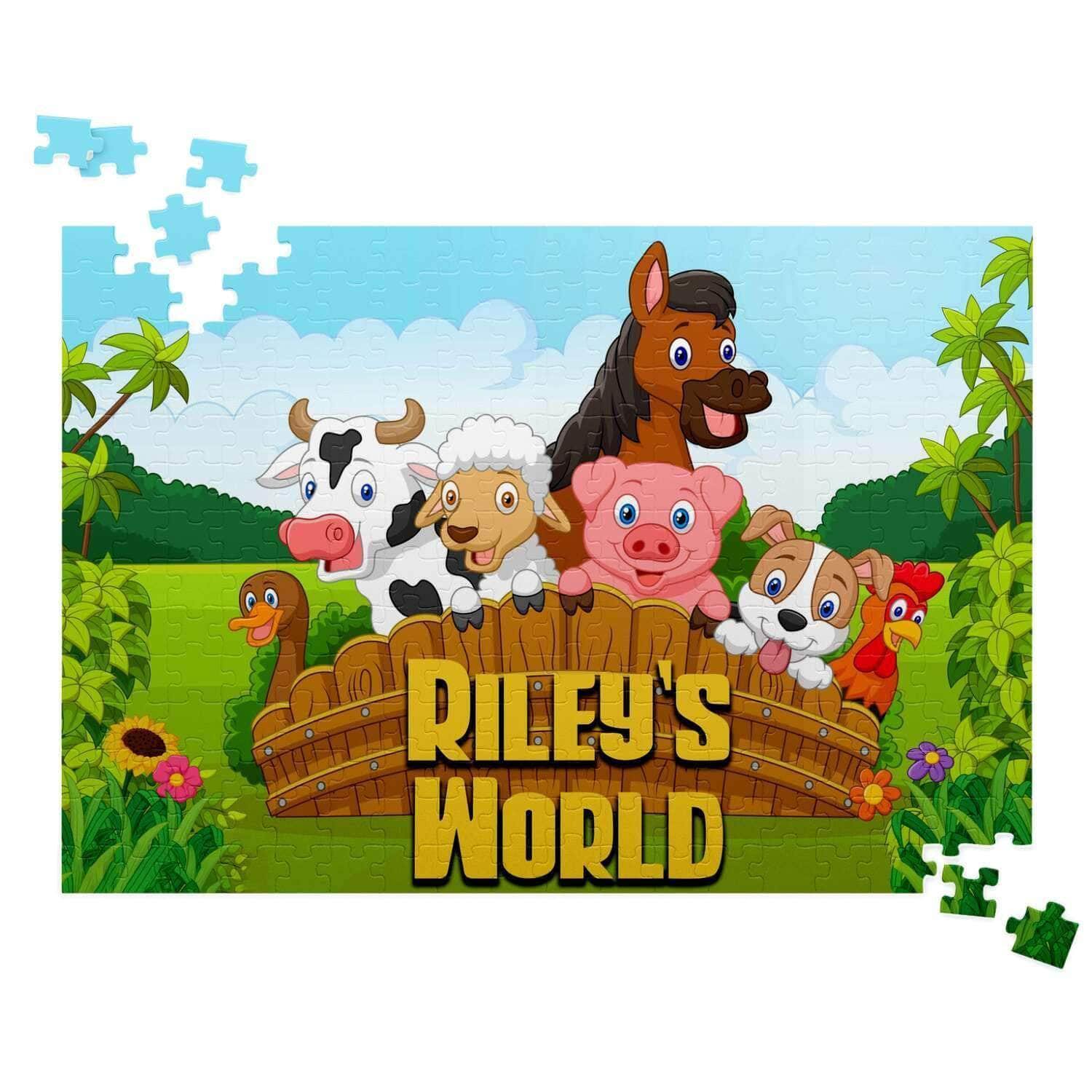 Cartoon Farm Animals v1 Kids Personalized Premium 252 Piece Jigsaw PuzzleCustomly Gifts