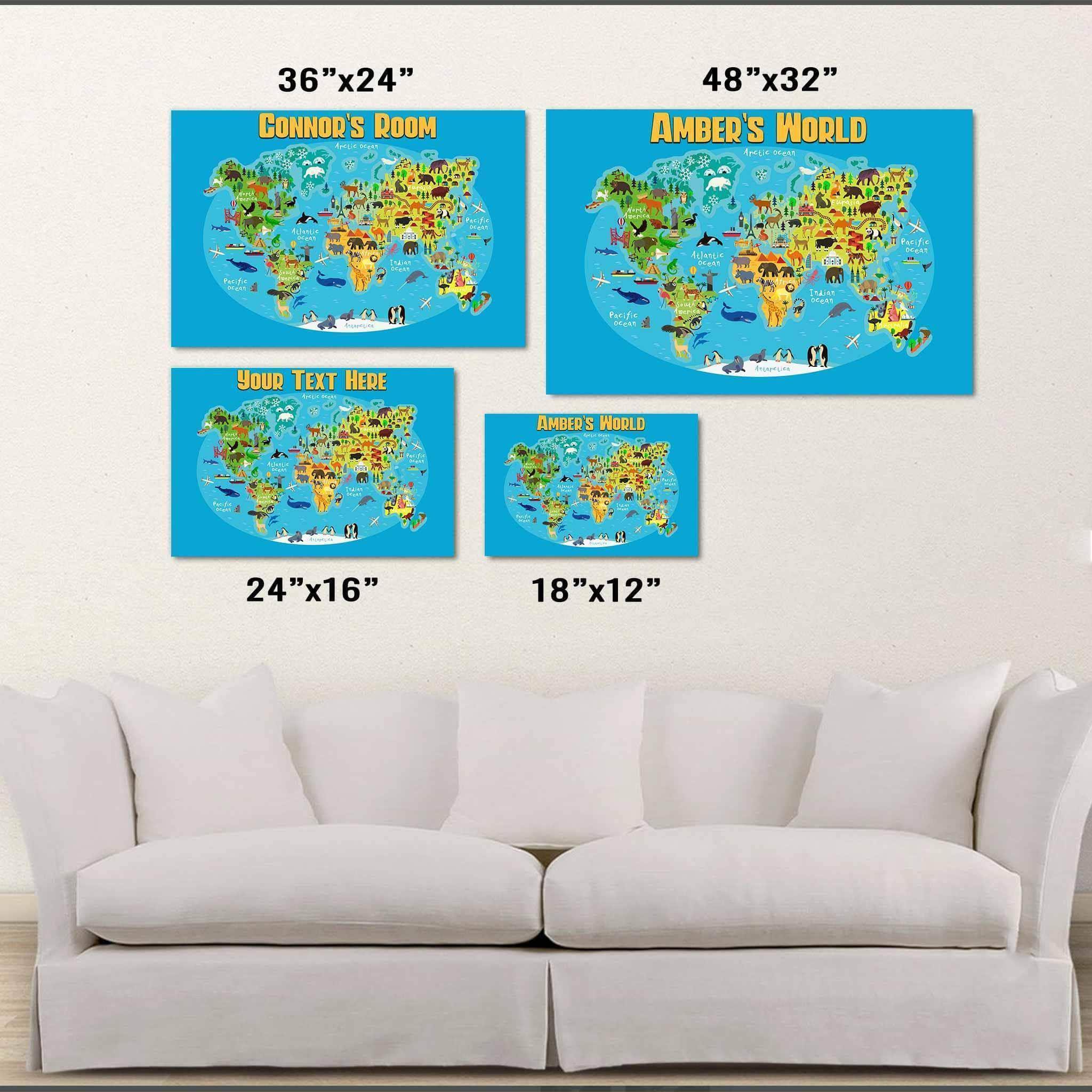 Cartoon World Map v1 Kids Personalized Premium PosterCustomly Gifts