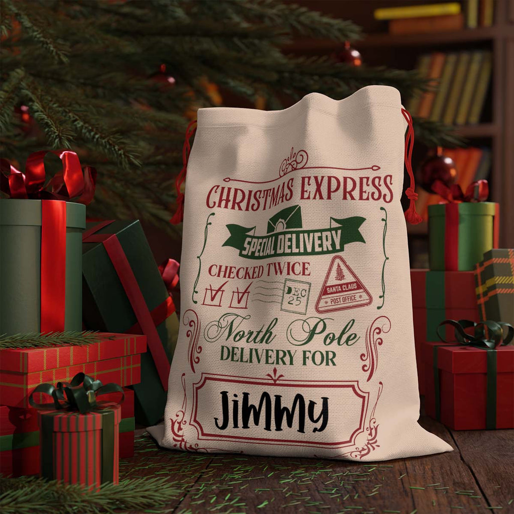 Christmas Express Special Delivery v2 Personalized Christmas Gift Delivery SackCustomly Gifts