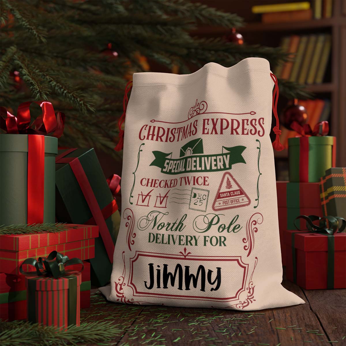 Christmas Express Special Delivery v2 Personalized Christmas Gift Delivery SackCustomly Gifts