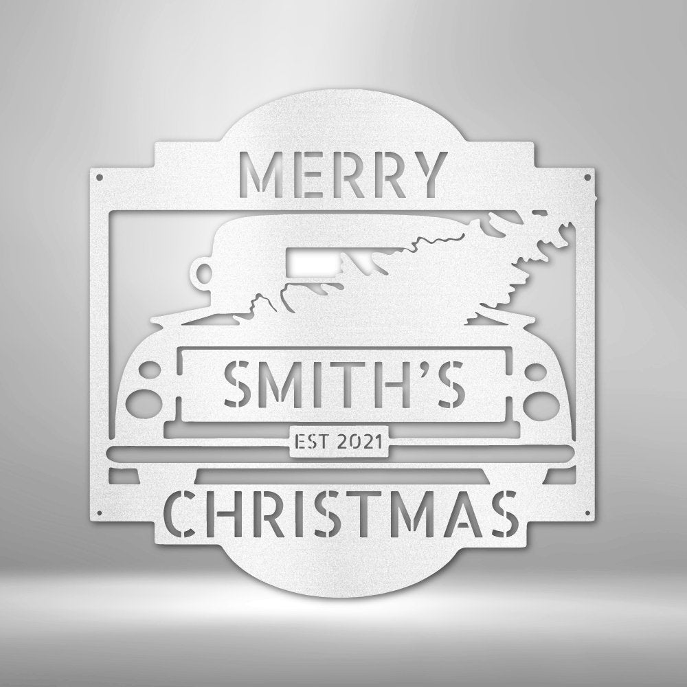 Christmas Truck Personalized Name Text Steel SignCustomly Gifts
