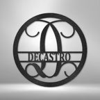 Circle Vine Personalized Name Initial Monogram Steel SignCustomly Gifts