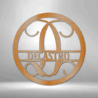 Circle Vine Personalized Name Initial Monogram Steel SignCustomly Gifts