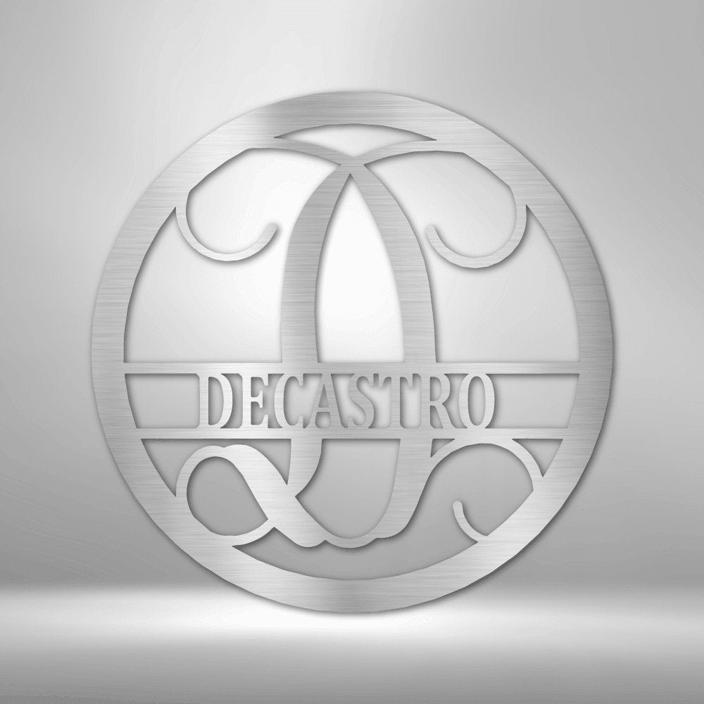 Circle Vine Personalized Name Initial Monogram Steel SignCustomly Gifts