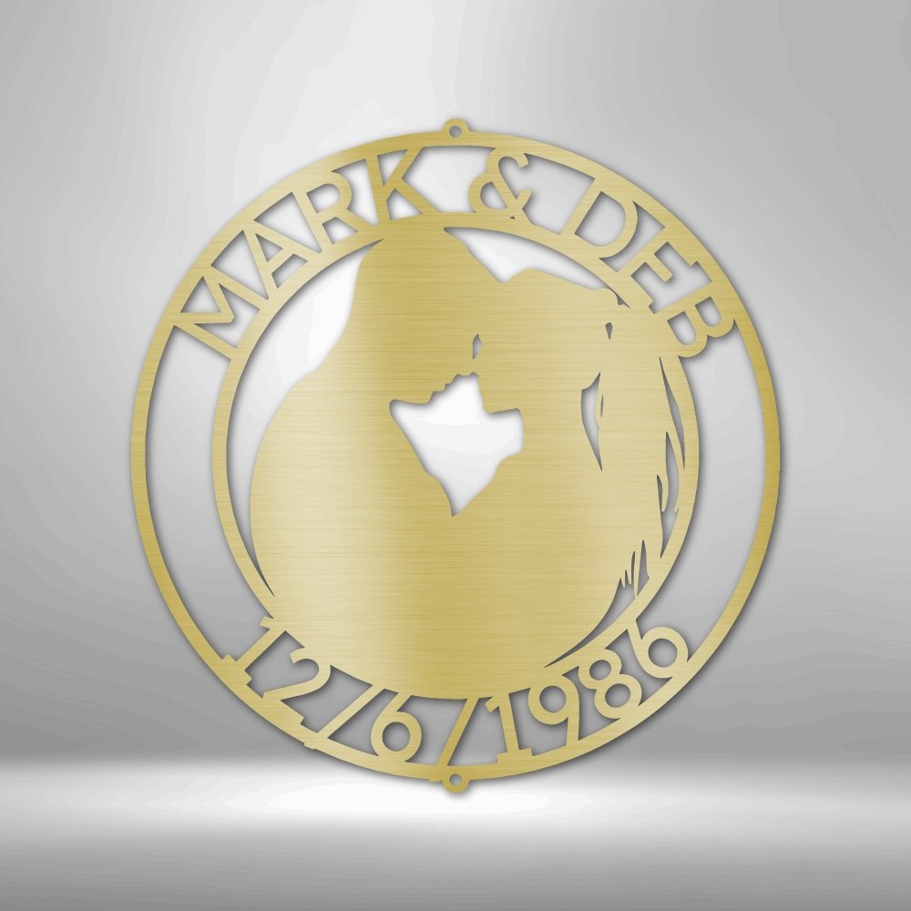 Couple Silhouette 2 Personalized Names Date Text Steel SignCustomly Gifts