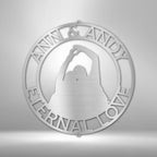 Couple Silhouette Personalized Names Text Steel SignCustomly Gifts