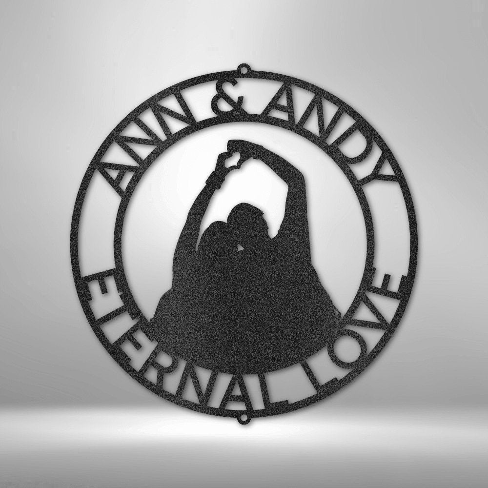 Couple Silhouette Personalized Names Text Steel SignCustomly Gifts