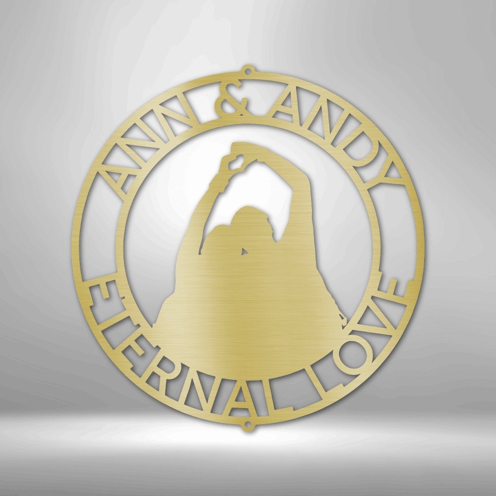 Couple Silhouette Personalized Names Text Steel SignCustomly Gifts