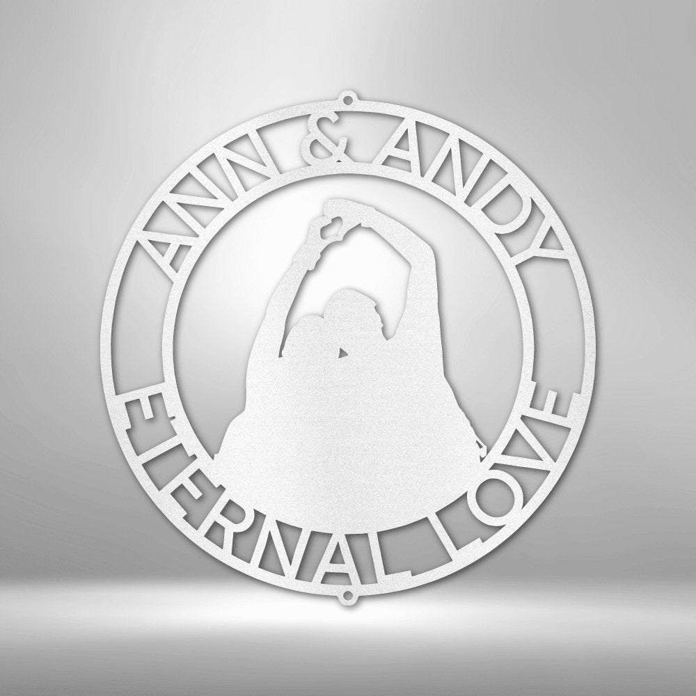 Couple Silhouette Personalized Names Text Steel SignCustomly Gifts