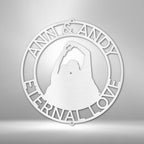 Couple Silhouette Personalized Names Text Steel SignCustomly Gifts