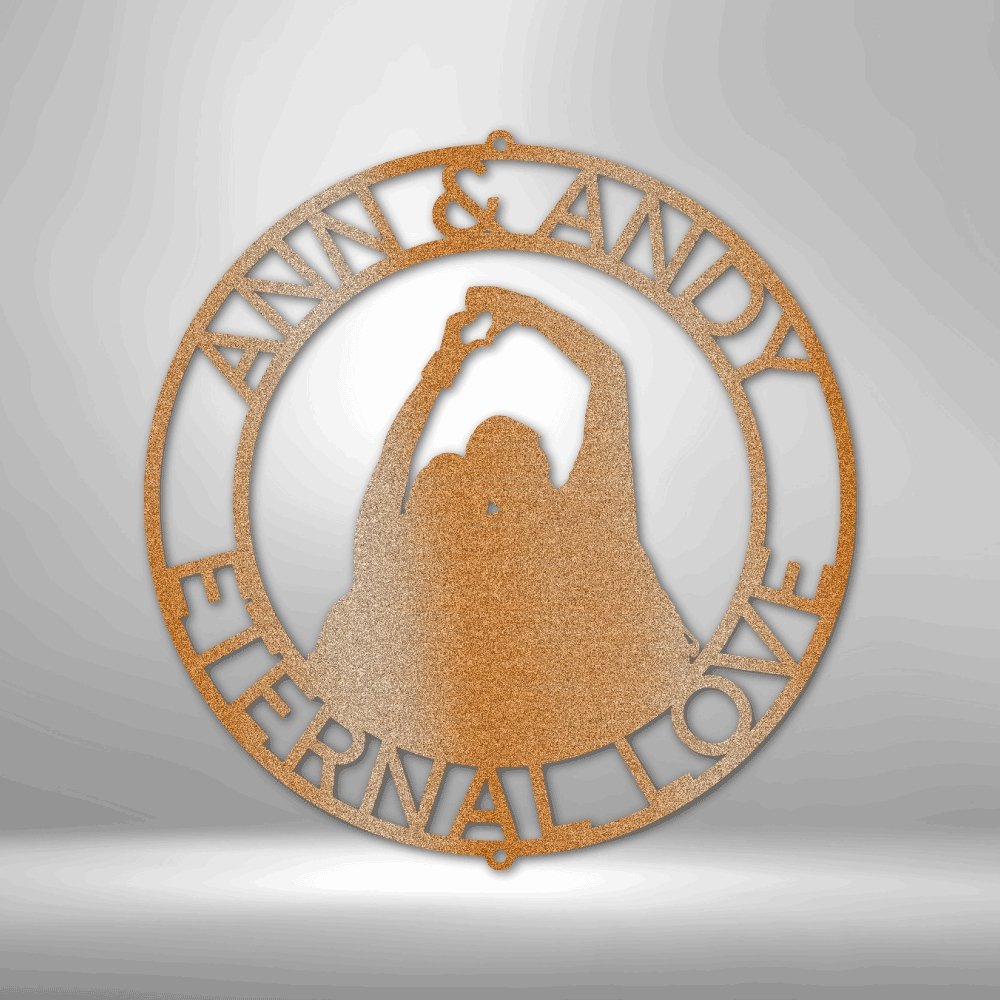 Couple Silhouette Personalized Names Text Steel SignCustomly Gifts