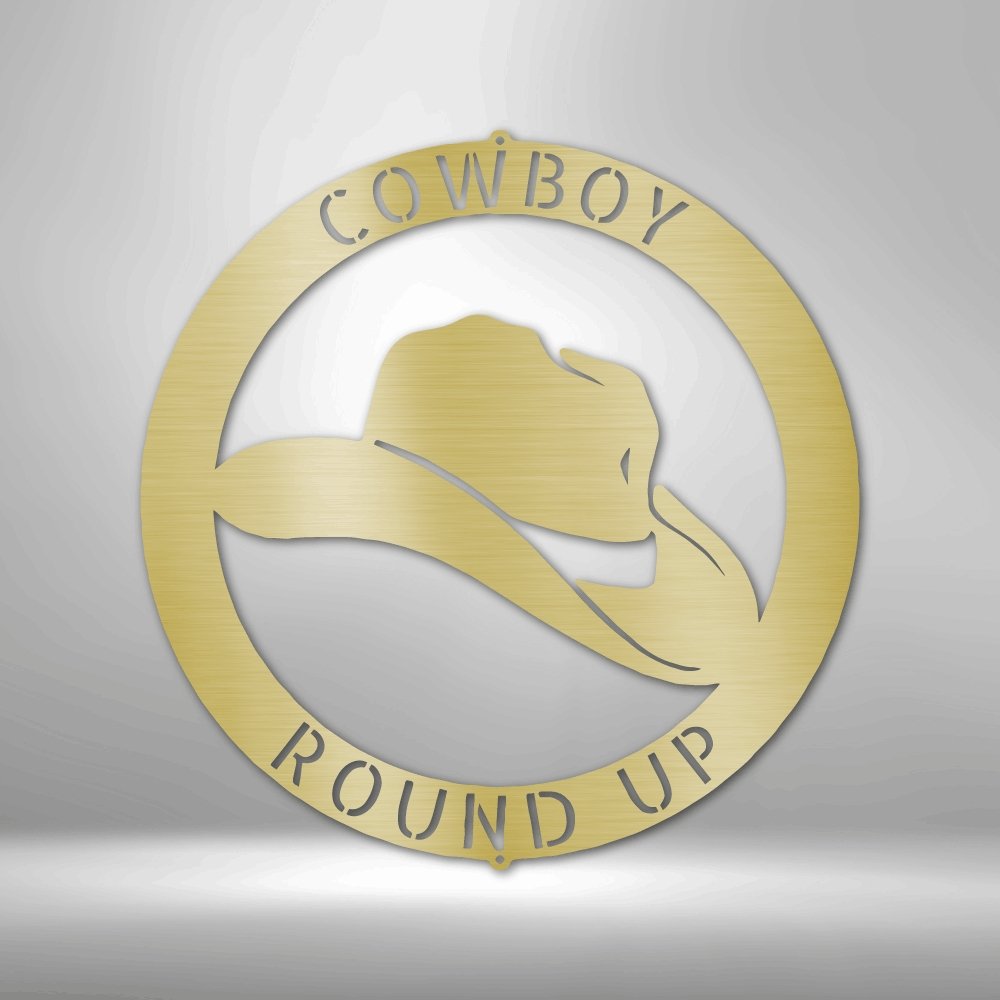 Cowboy Hat Monogram Personalized Text Steel SignCustomly Gifts