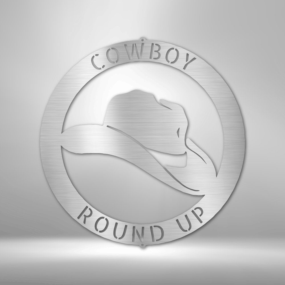 Cowboy Hat Monogram Personalized Text Steel SignCustomly Gifts