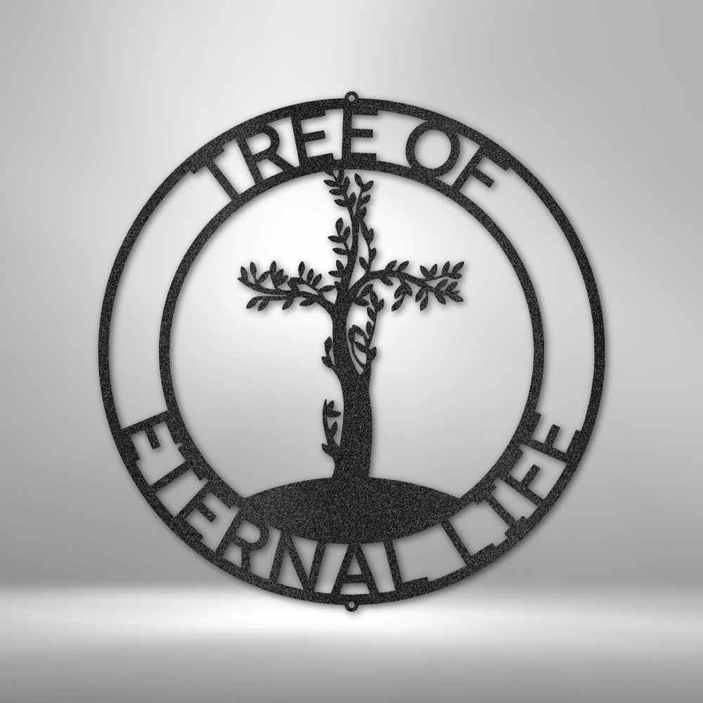 Cross Tree Personalized Text Steel SignCustomly Gifts