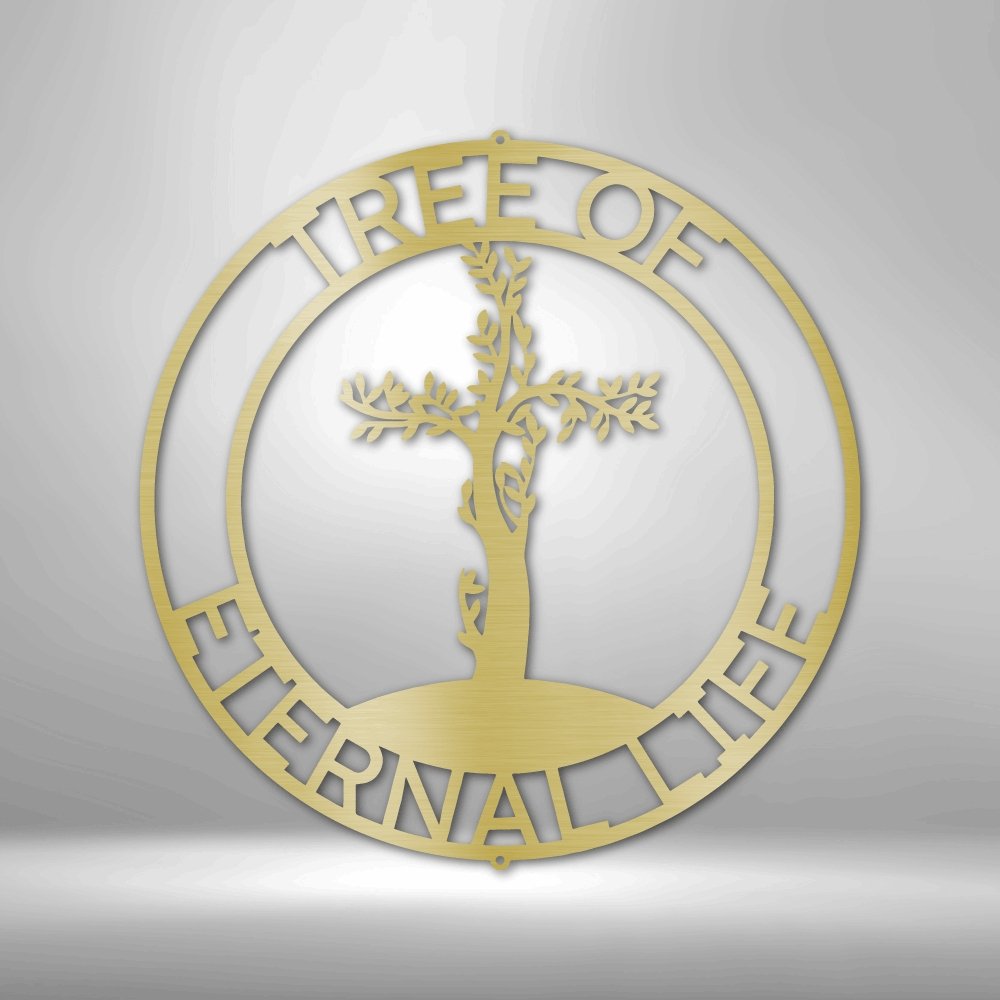 Cross Tree Personalized Text Steel SignCustomly Gifts