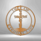 Cross Tree Personalized Text Steel SignCustomly Gifts